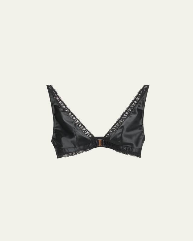 Symphonie Embroidered-Trim Satin Bralett